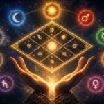 Celestial hands and astrological harmony