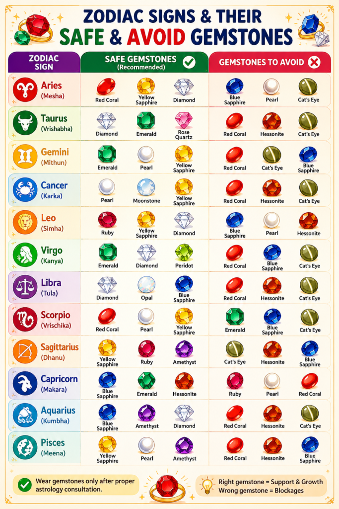 Zodiac signs and their gemstones guide